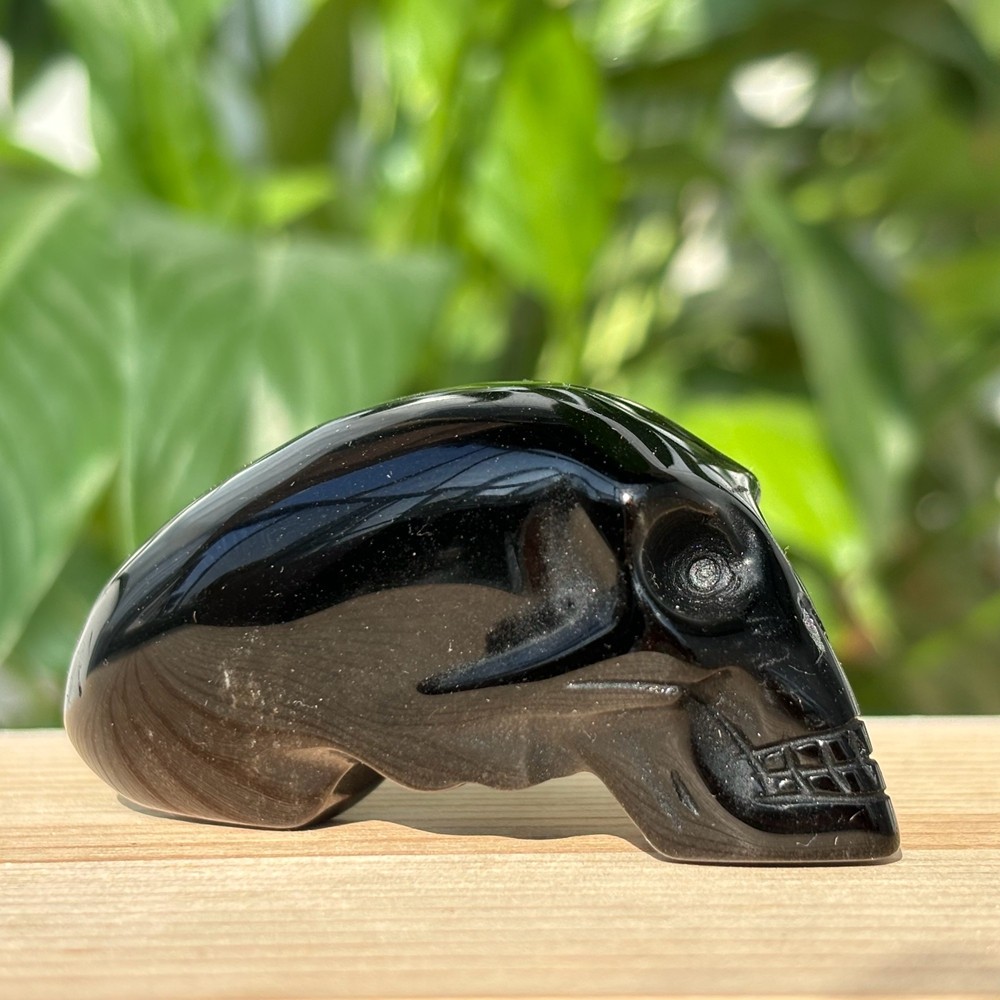 2.3″ Natural obsidian quartz alien skull hand carved crystal reiki healing 1pc