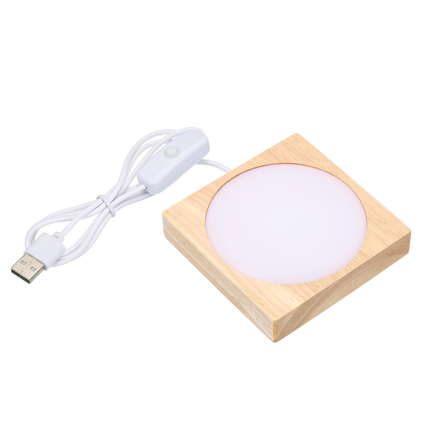 4×4 Inch Wooden LED Light Base, Wood Light Display Base Stand Lighting with S…