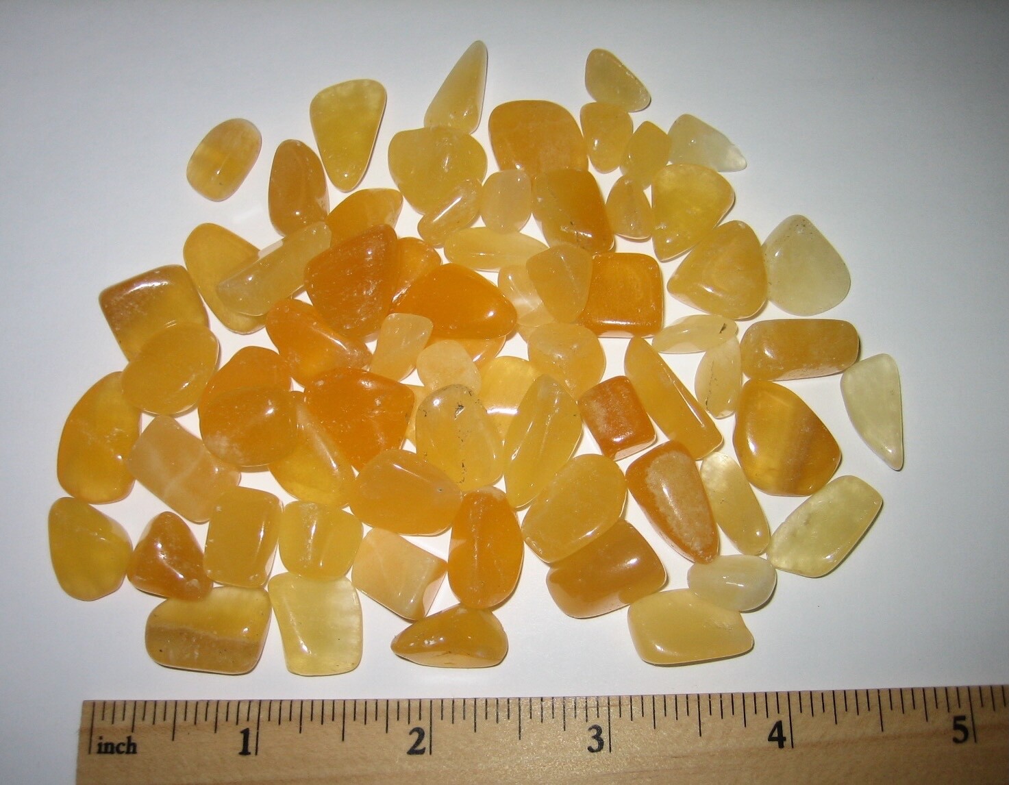 69 TUMBLED POLISHED 0.2″-0.8″ BRIGHT ORANGE CALCITE CRYSTAL STONES ~ 135grams *4