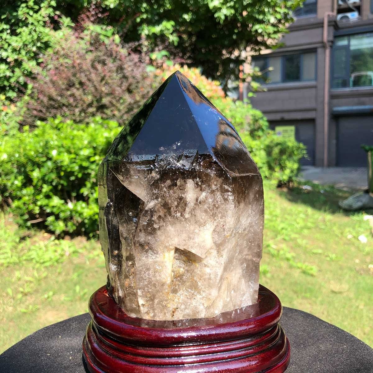 6.29LB Natural Dark tea quartz Crystal Specimen Reiki Mineral Add bracket 2526