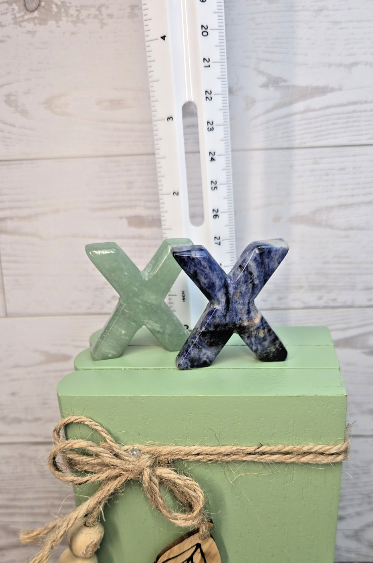 8 Large 1.5″ Carved Gemstone Letters Crystal Initials Sodalite Obsidian