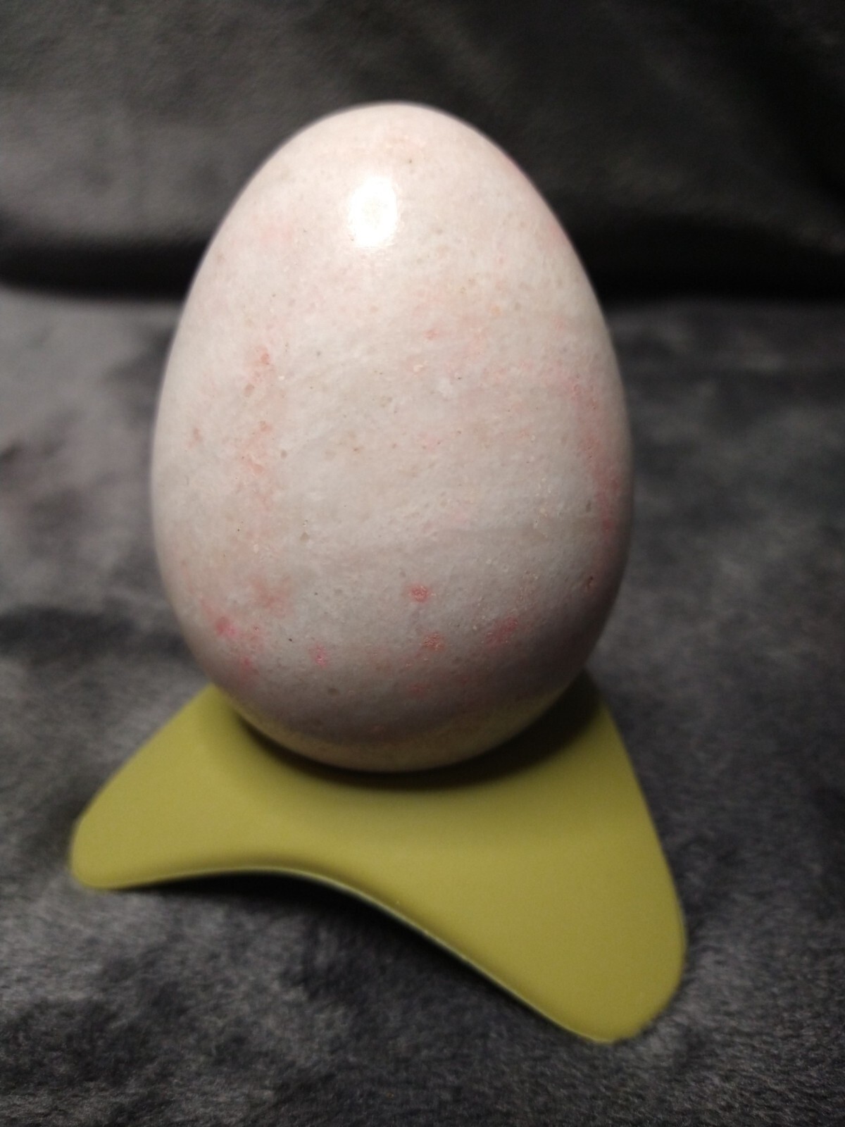 Pink Speckled Polished Marble Egg 3″ x 2″ No stand