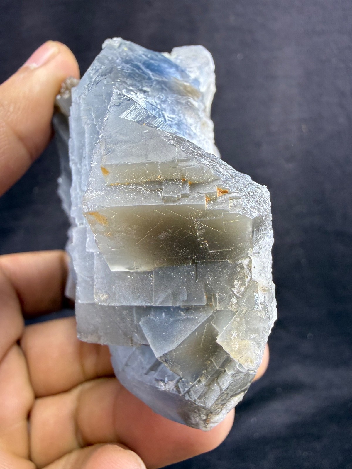 492g Natural Grey Cubic Fluorite Crystal Cluster – Pakistan Specimen