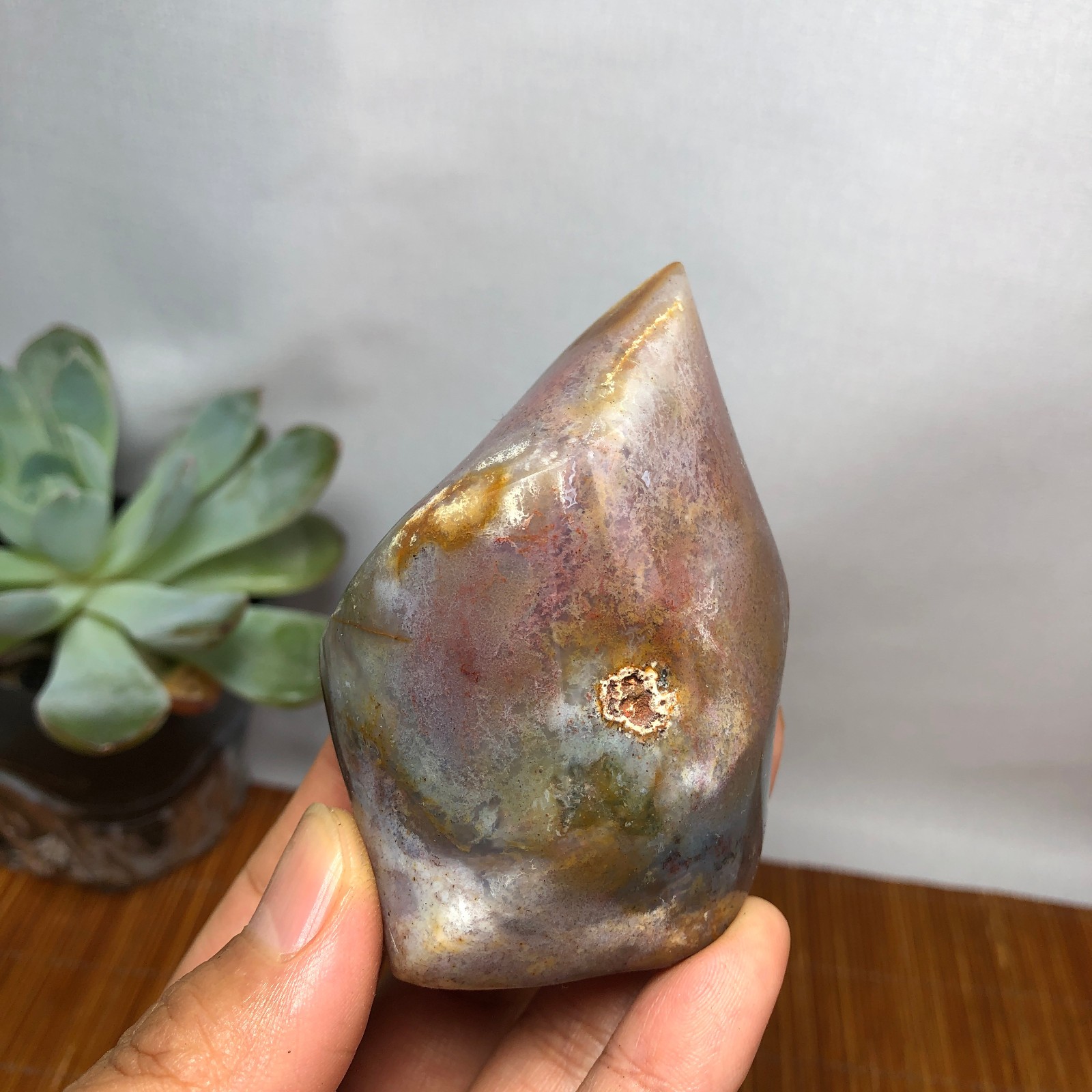 Natural Ocean Jasper torch Hand carve polish/rough Crystal free standing A7186