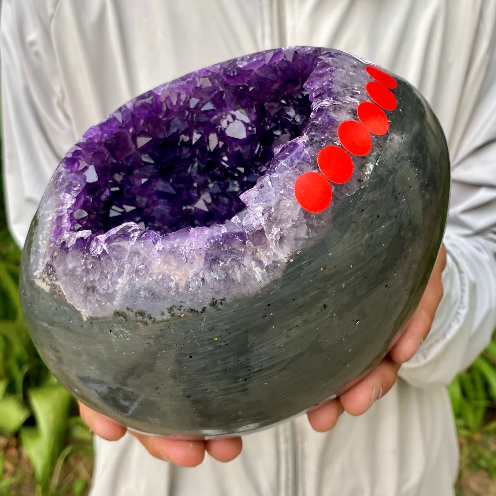 6.81LB High quality Natural Amethyst geode quartz crystal Dinosaur egg healing