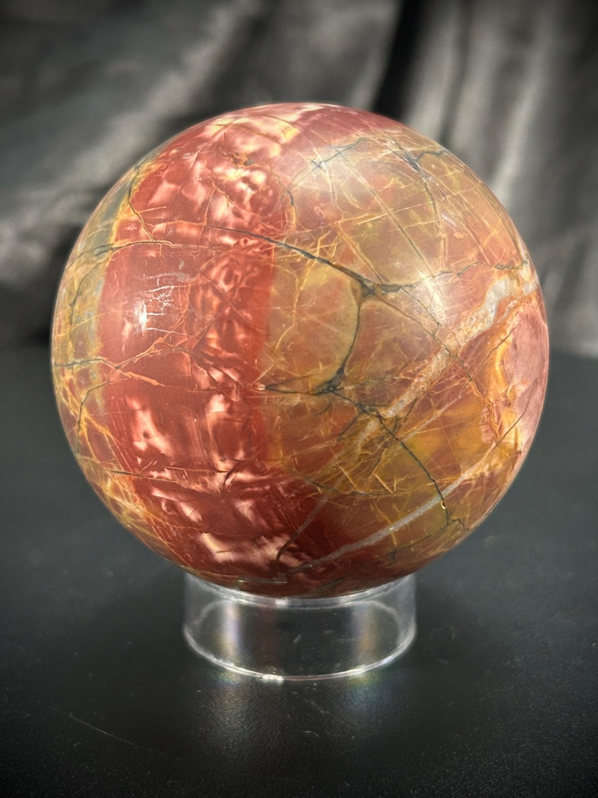 2.5″ Petrified Wood Sphere With Acrylic Stand 12.5oz (354 grams)