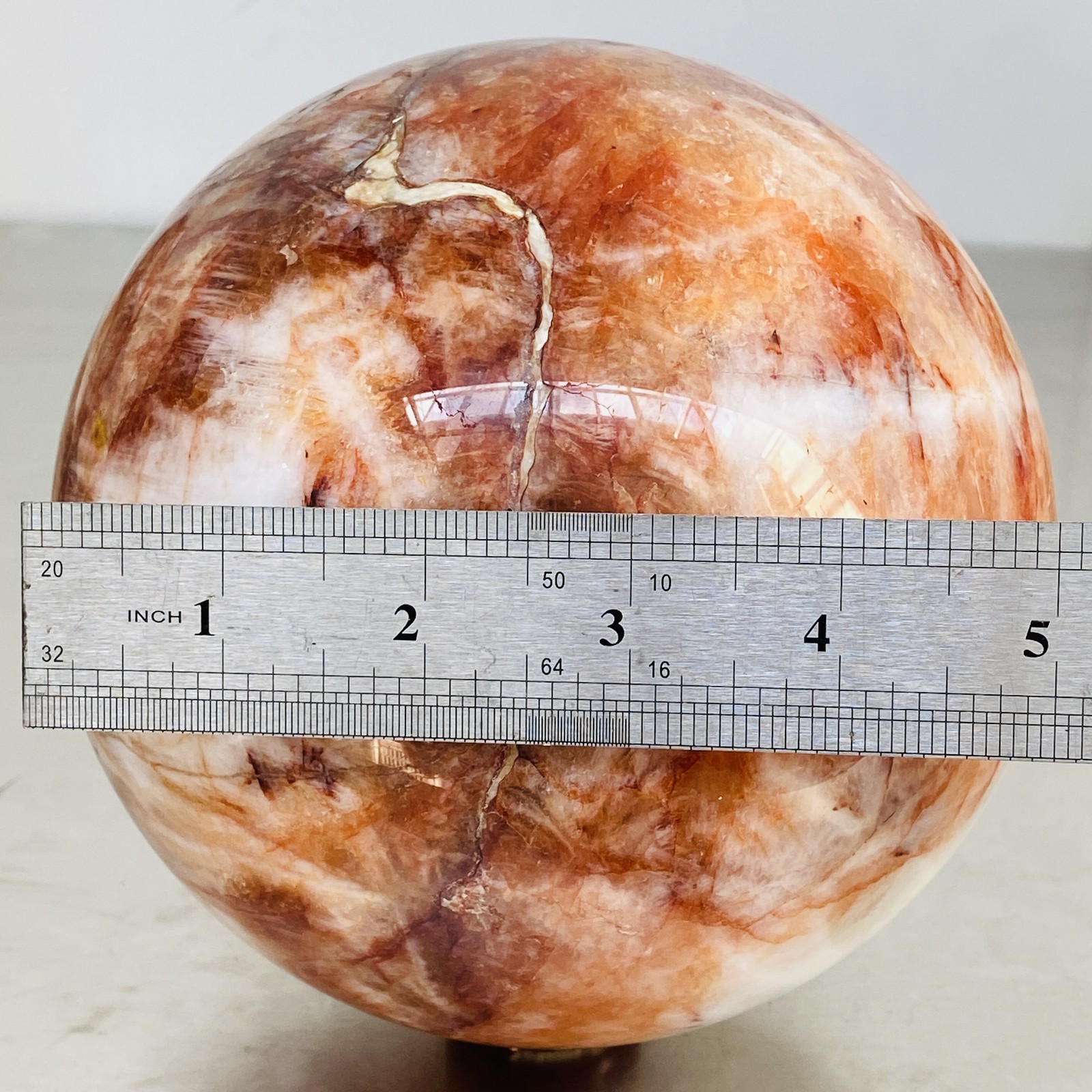 Natural Red Glue Flower Quartz Sphere Crystal Ball Healing 4860G