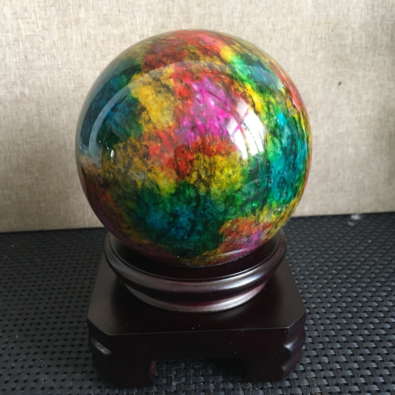 1585g “Seven Colors Jade” crystal sphere specimen -Taiwan China