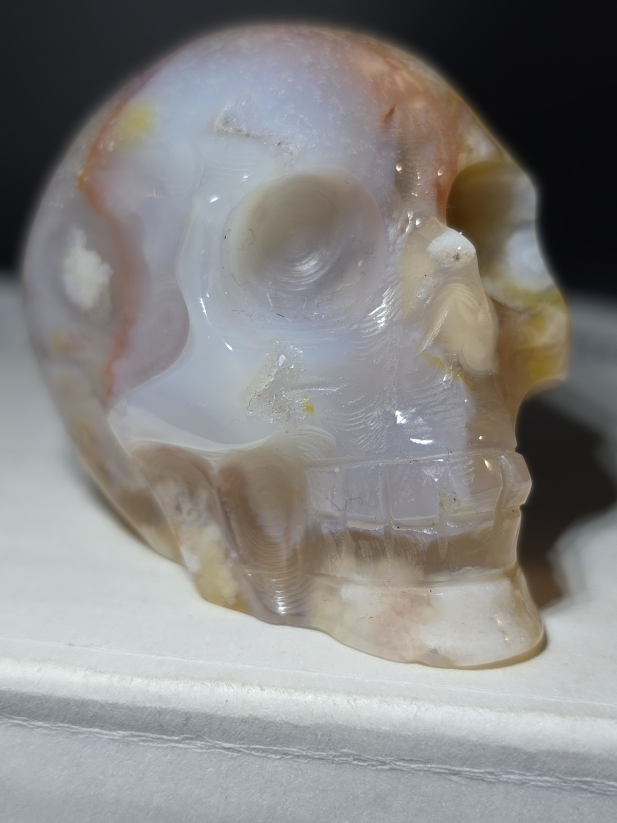 Flower Agate Skull 4.5 Oz. 126g 2″ X 1.75 “