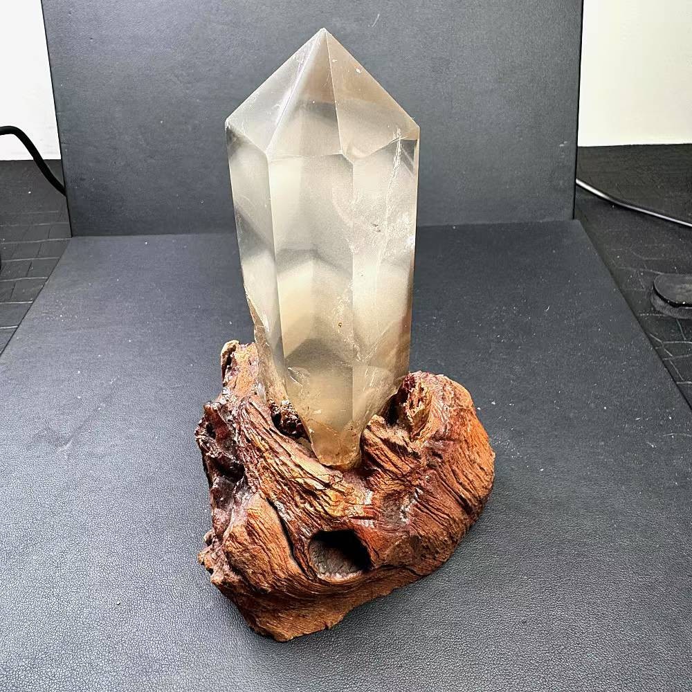 1.26LB Natural Quartz Obelisk Crystal Tower Point Mineral Reiki Decor+ Stand