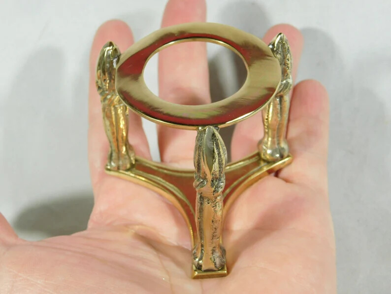 Sphere Display Stand PILLAR Design Medium Size Brass / Gold Color