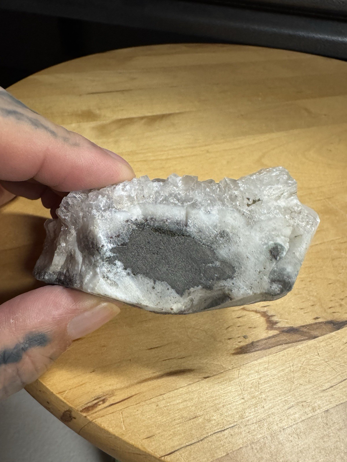 7099 Apophyllite With Stilabite India 1.5”T 2.0”W 3.4”L Wt. 8 Oz.