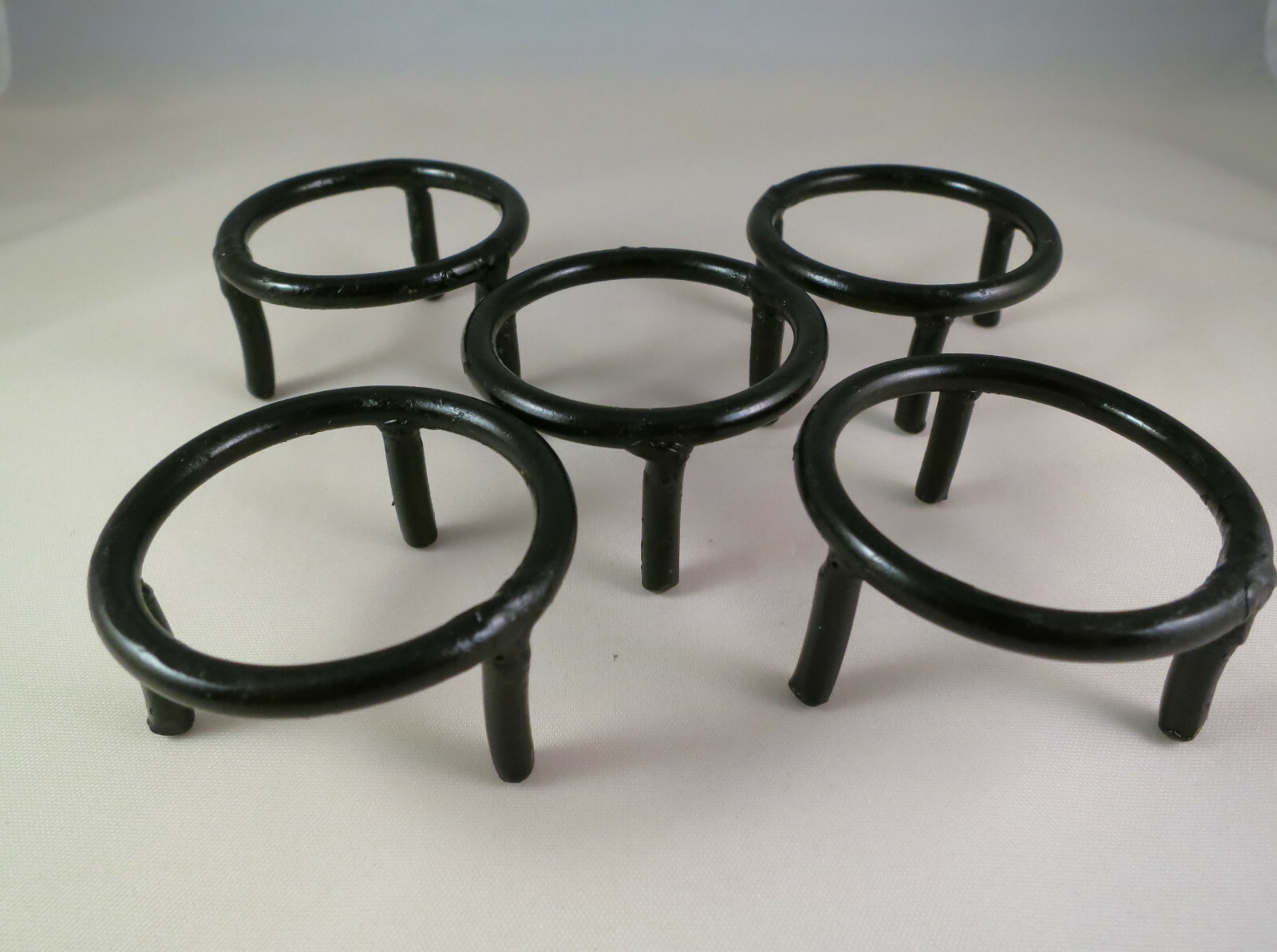 SET OF 5 – BLACK IRON SPHERE OR EGG STANDS