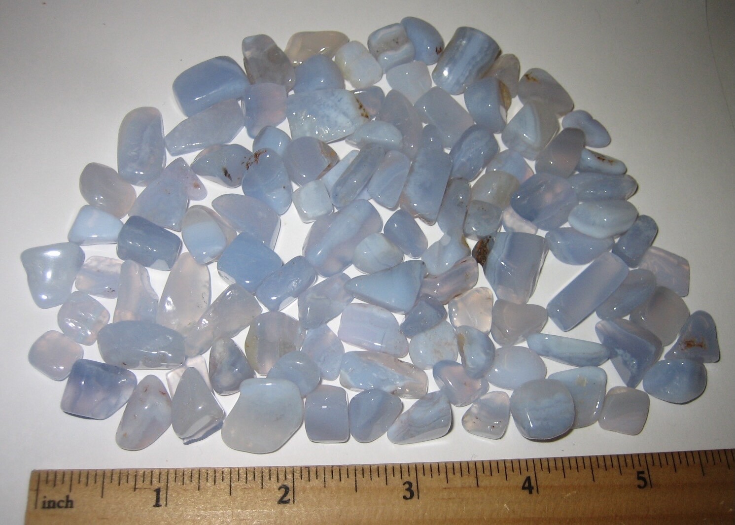 100+ TUMBLED POLISHED 0.2″- 0.7″ BLUE LACE AGATE CRYSTAL STONES ~ 155.4grams *2