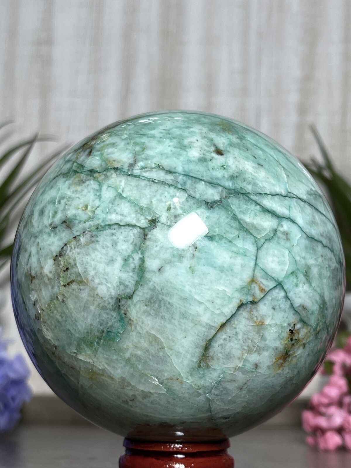 85mm MALACHITE CHRYSOCOLLA QUARTZ SPHERE -Green Crystal Mineral Phoenix Quattro