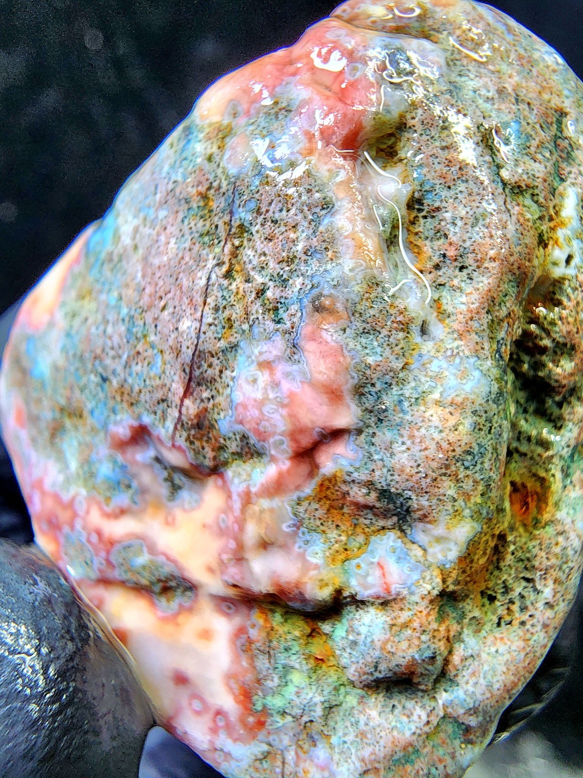 Rare Lake Superior Orbicular Moss Agate – Pink Blue & Green Chalcedony – 2.0 oz
