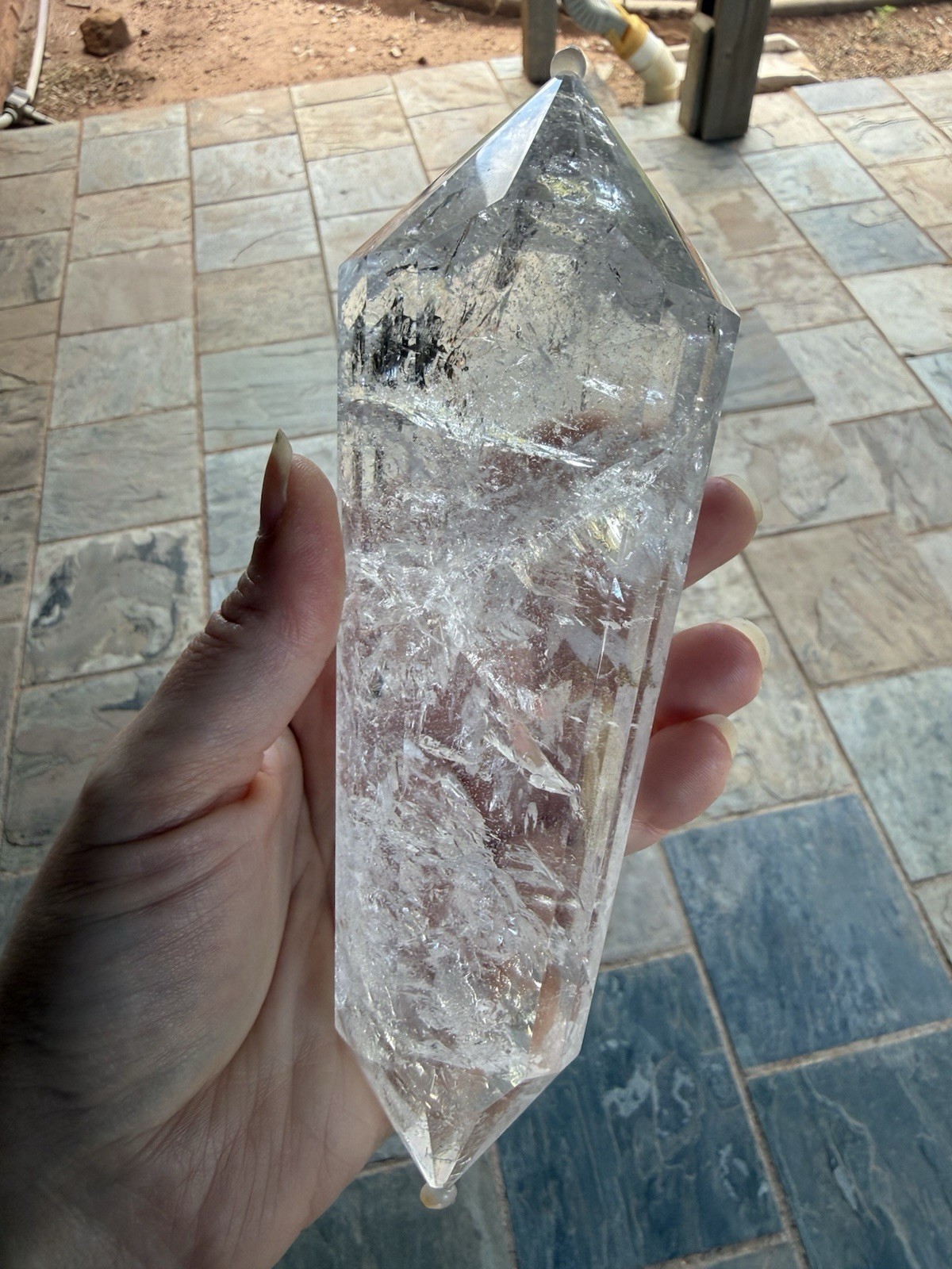HQ Large Brazil Clear Quartz DT Vogel Double Terminated 1lb 3oz 7 1/2In Crystal