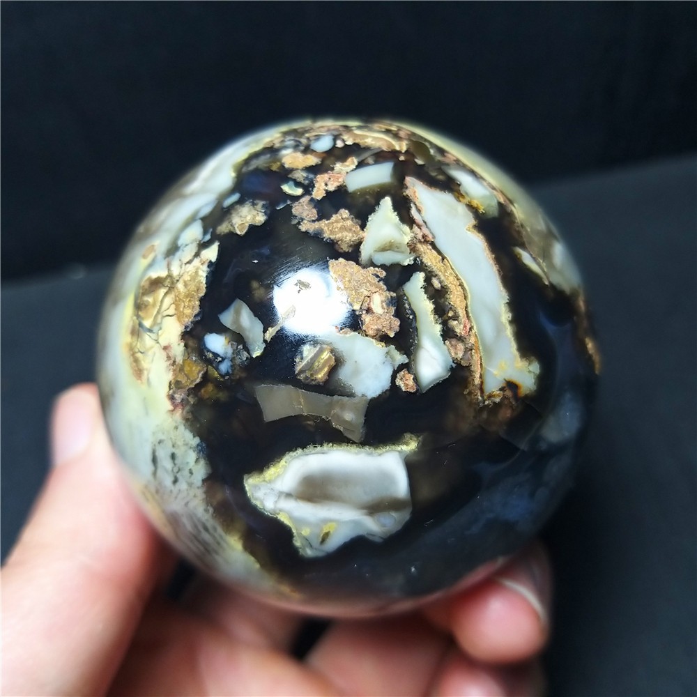 RARE 300G 61mm Natural Polishing Colorful Agate Stone Ball Reiki Healing A399