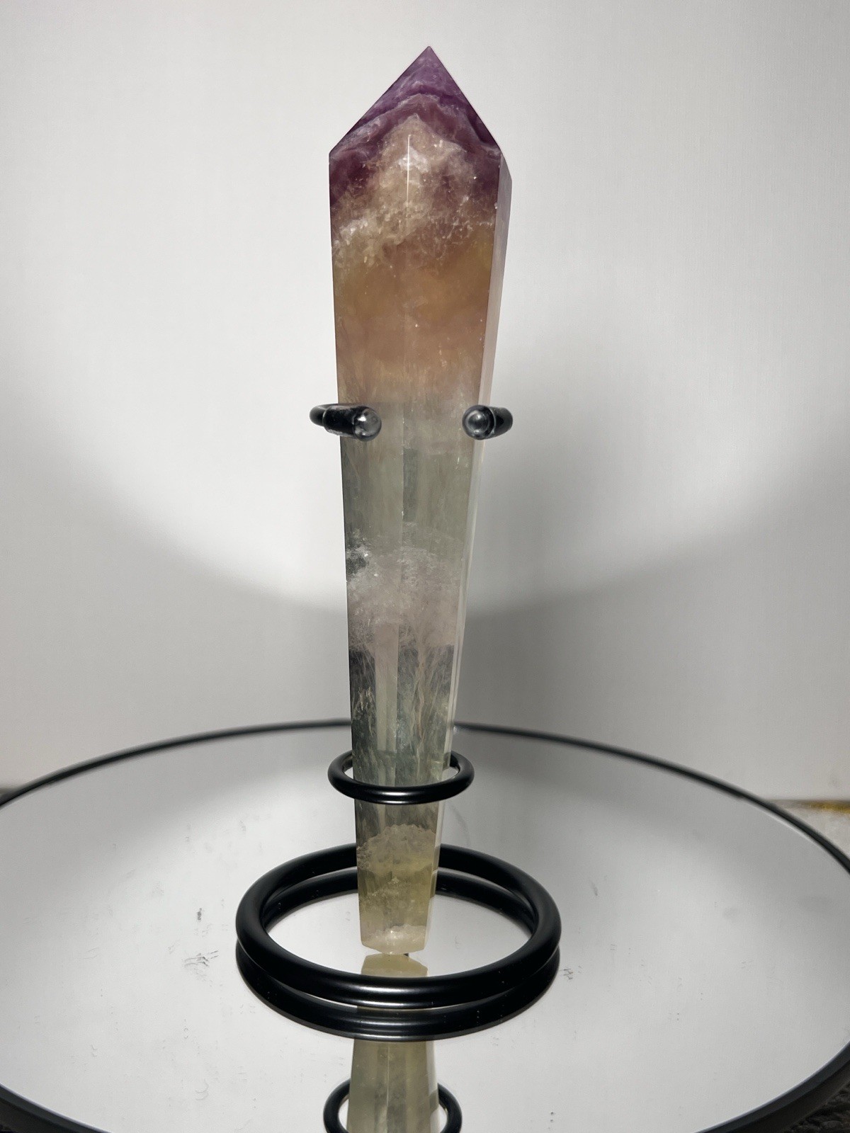 Fluorite 4 Piece Set – Wand, Tower, Hulu Carving, & Sphere (33mm)