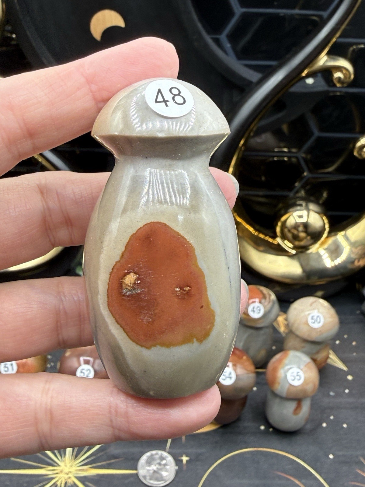 Natural Polychrome Jasper Mushrooms Carvings Free shipping