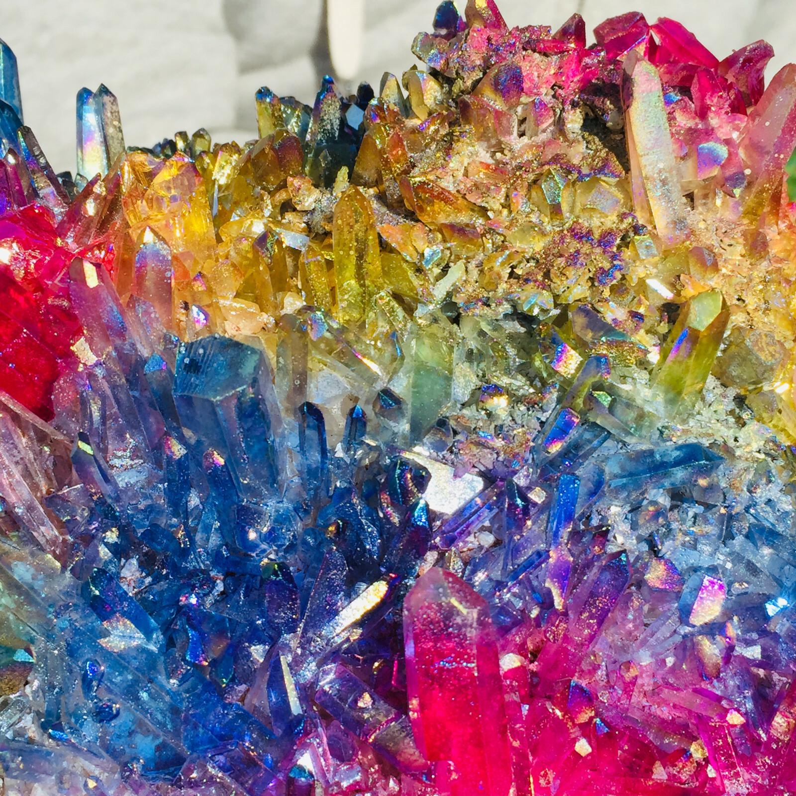 3155g Large Rainbow Aura Quartz Titanium Crystal Cluster Rough Specimen Healing