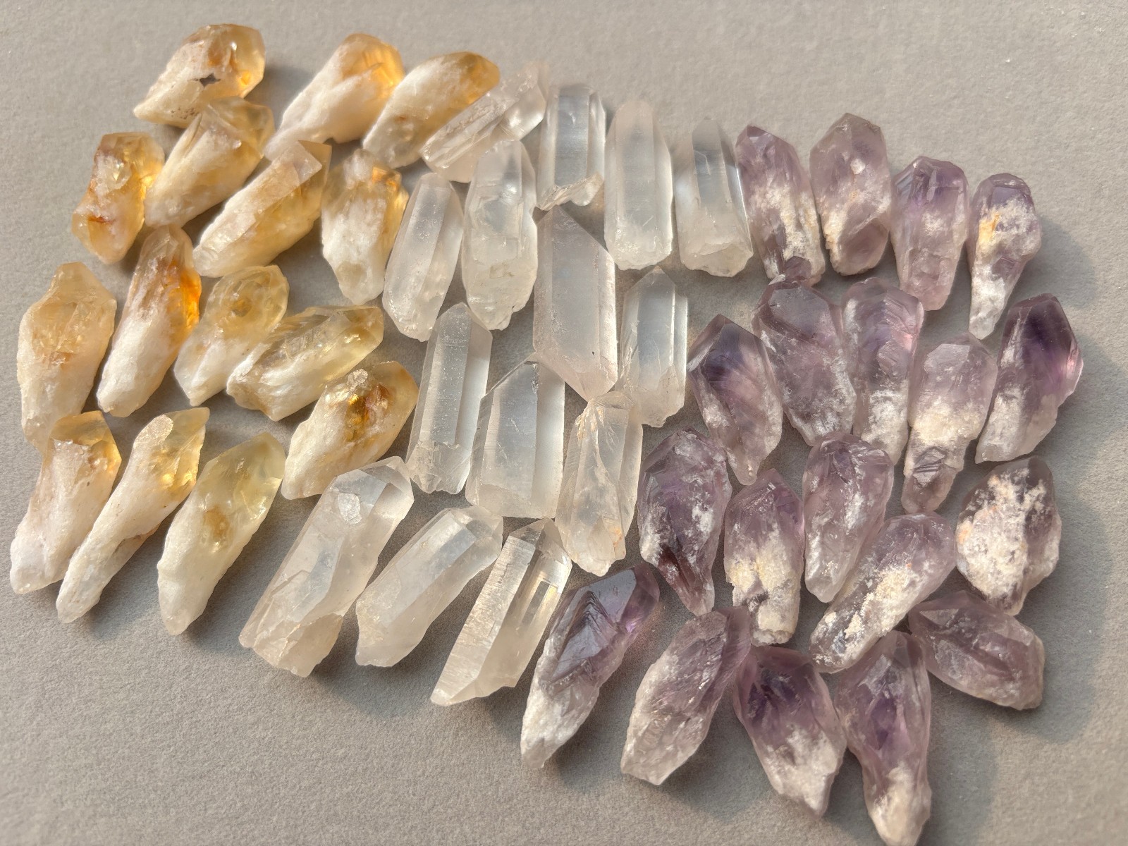 1/2 lb Mixed Lot Amethyst Citrine Clear Quartz Points Crystal Collection