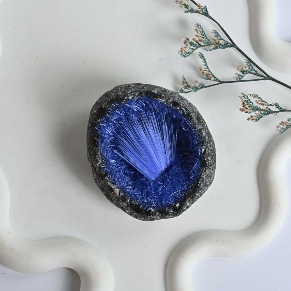 Natural meteorite Specimen, quartz crystal,Goethite, Blue copper ore, Decoration