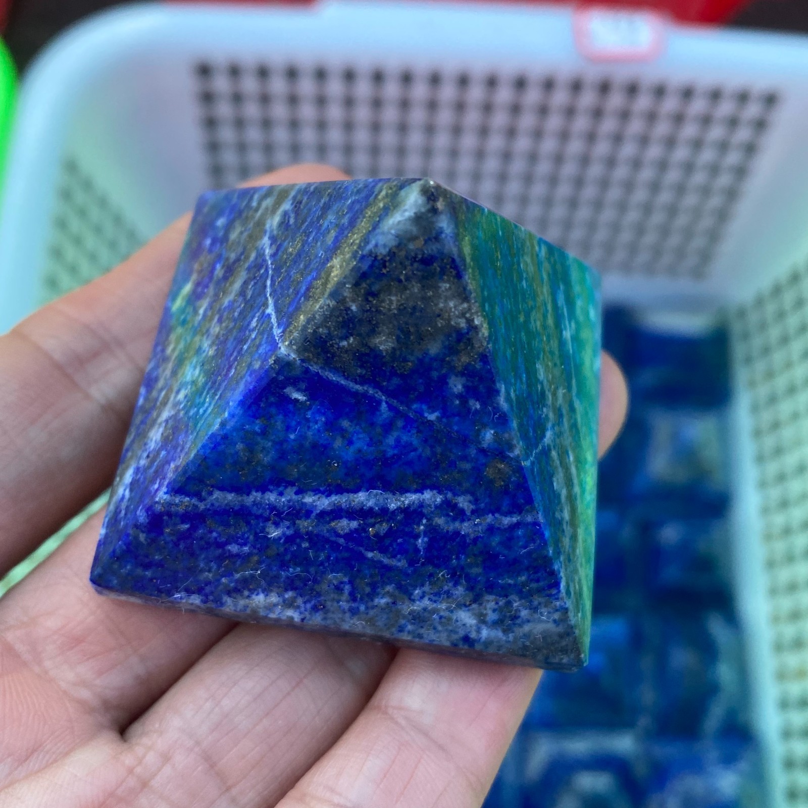 1PC Natural lapis lazuli Quartz Crystal Pyramid Energy Tower Spiritual Healing