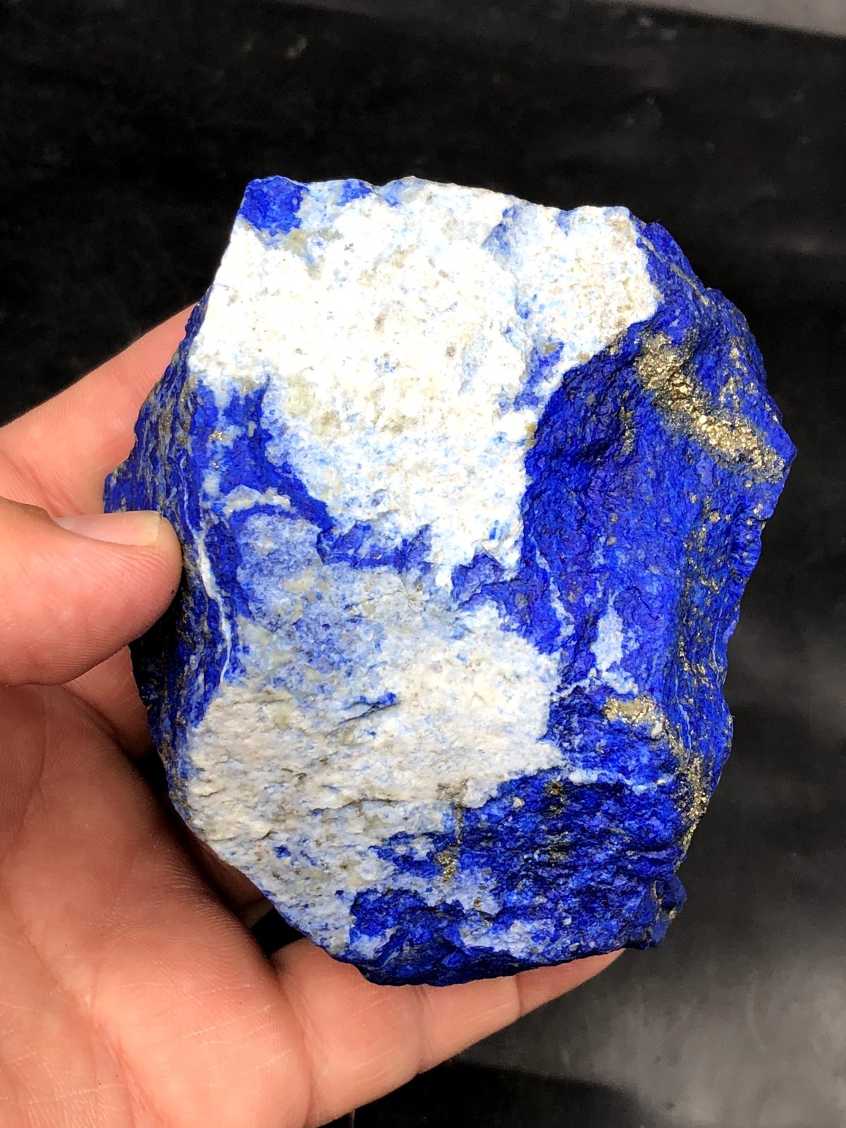 Natural Lapis Lazuli Rough 80mm Royal Blue Pyrite Crystal Mine Stone 564g J9…2