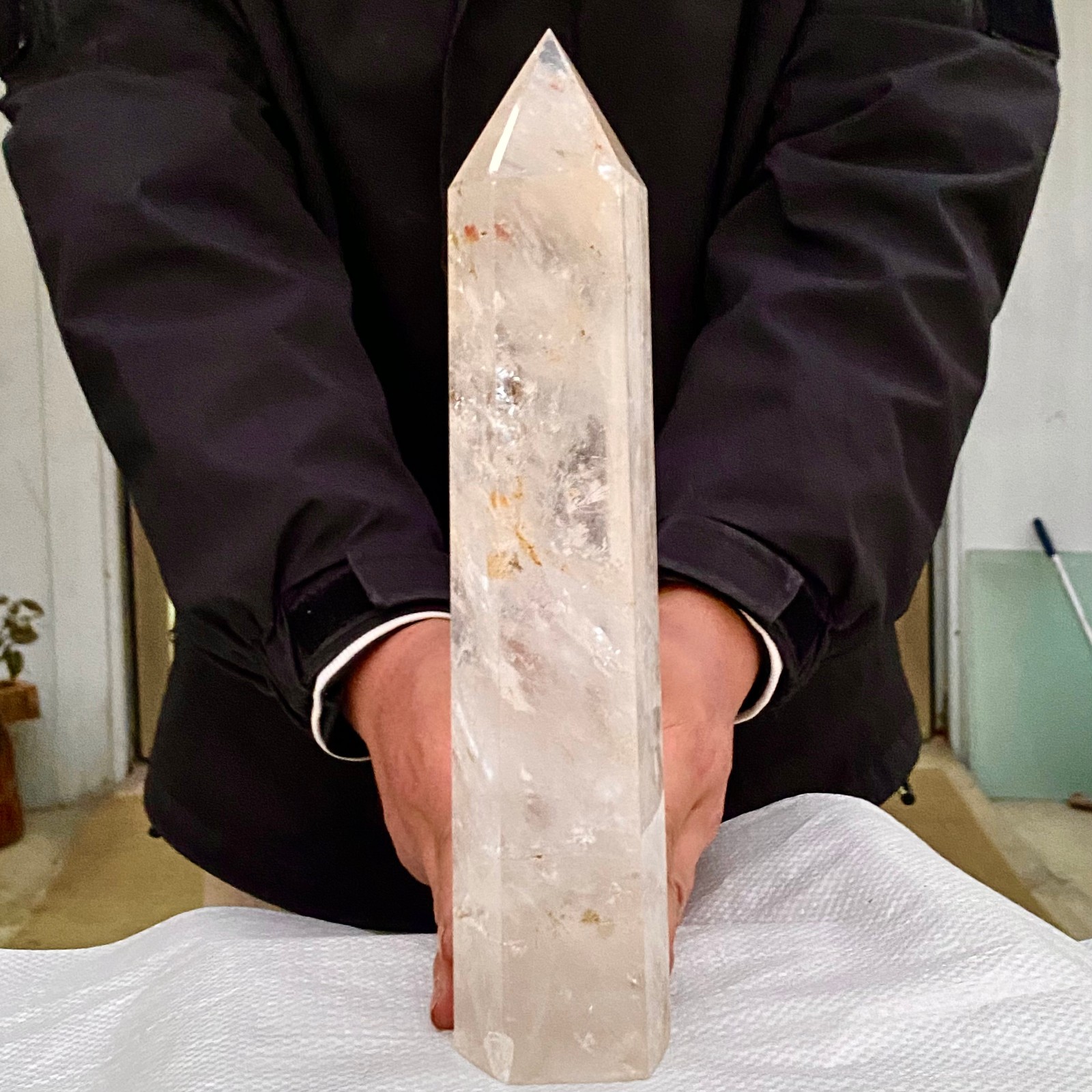 4.1LB Large Natural Clear Quartz Crystal Wand Point Obelisk Specimen Reiki