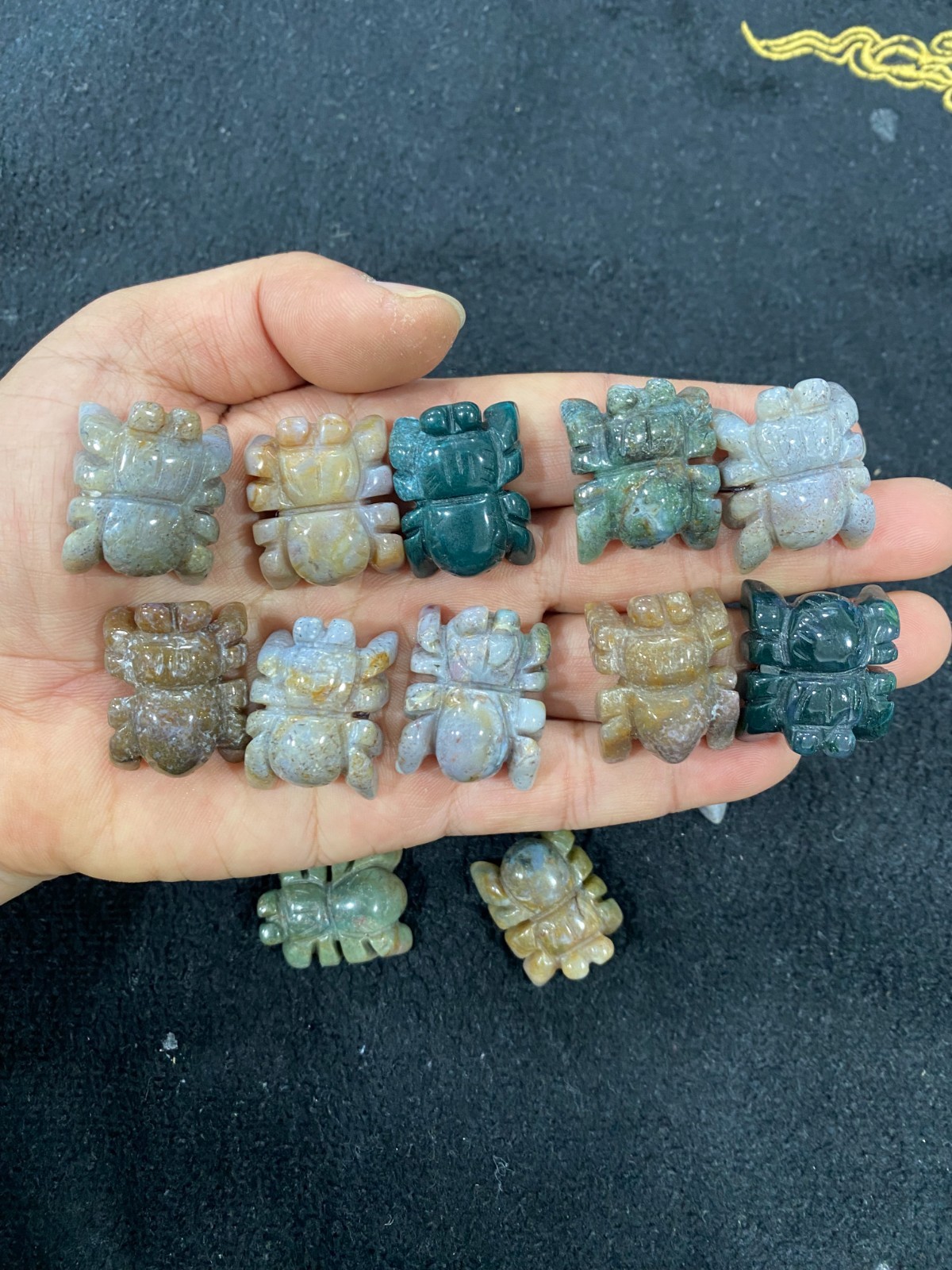 5pcs Natural Ocean jade Quartz Carved Spider skull Crystal reiki healing gift