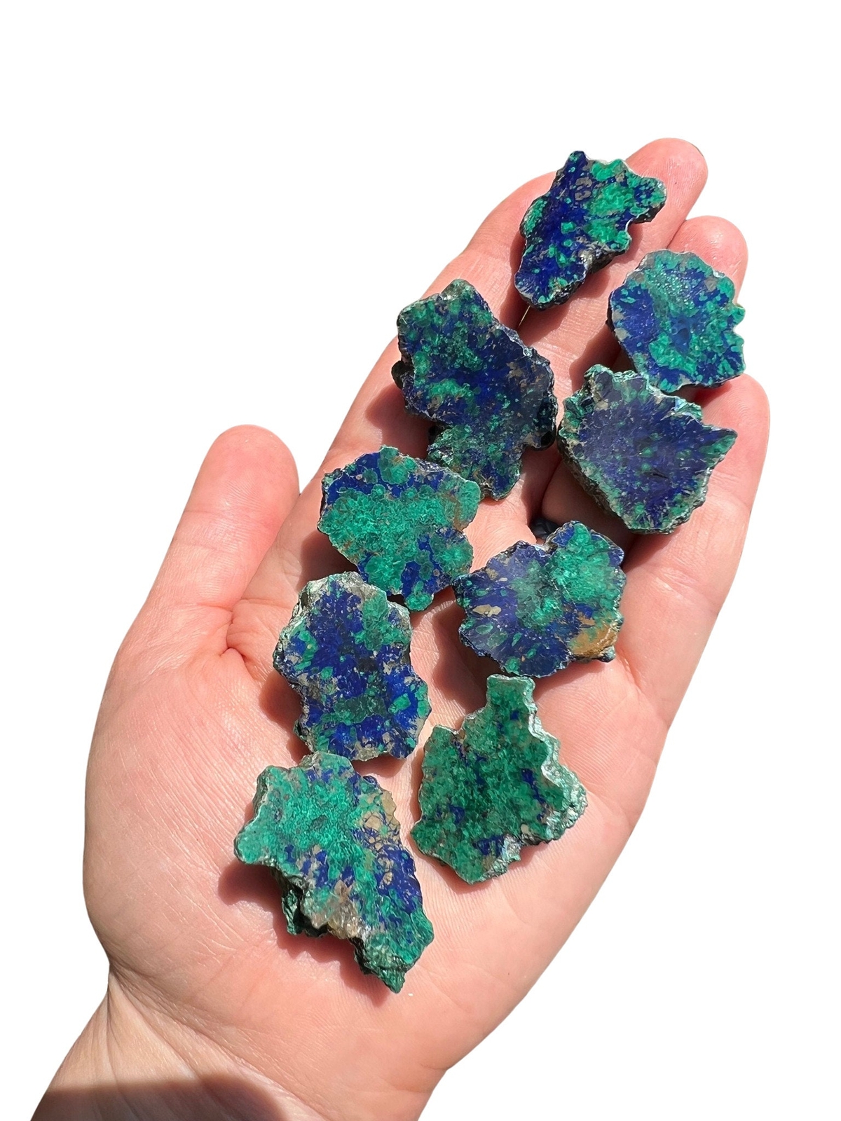 Azurite Malachite Slice Grade AAA Natural Azurite Poteryaevskoe Mine, Siberia