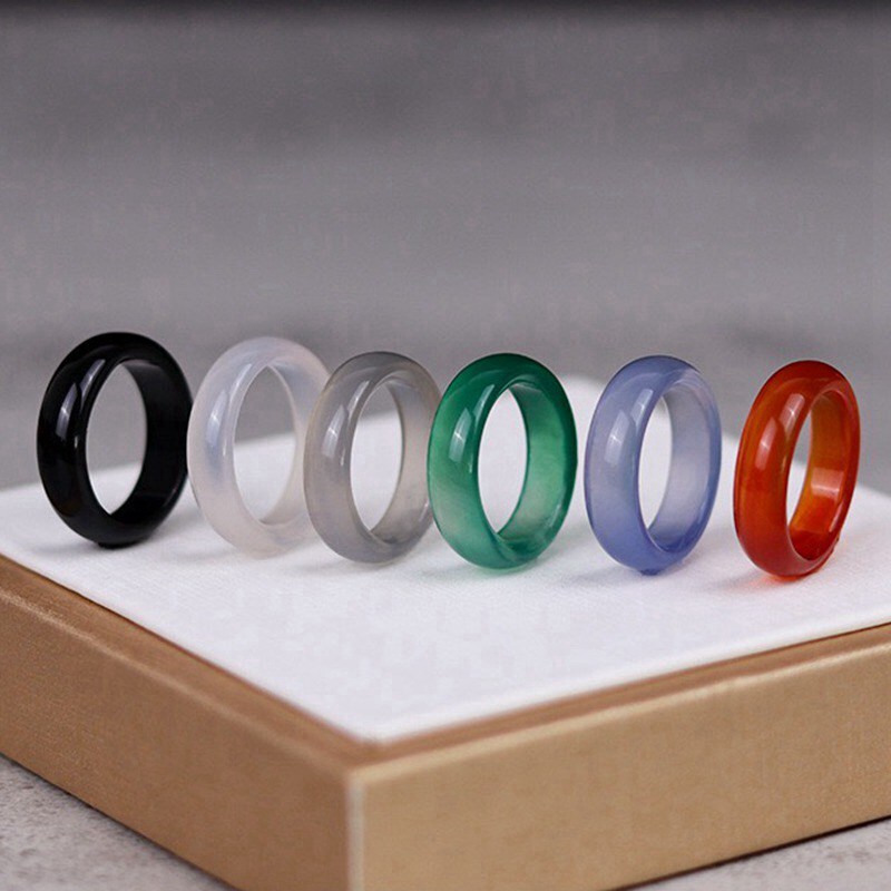 Natural Quartz Crystal Agate Gemstone Ring Round Statement Ring Polished Healing