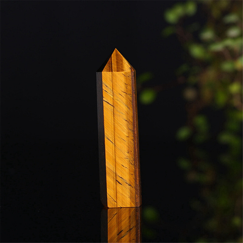 70-80mm Natural Tiger’s Eye Quartz Crystal Energy Wand Obelisk Pillar Tower US