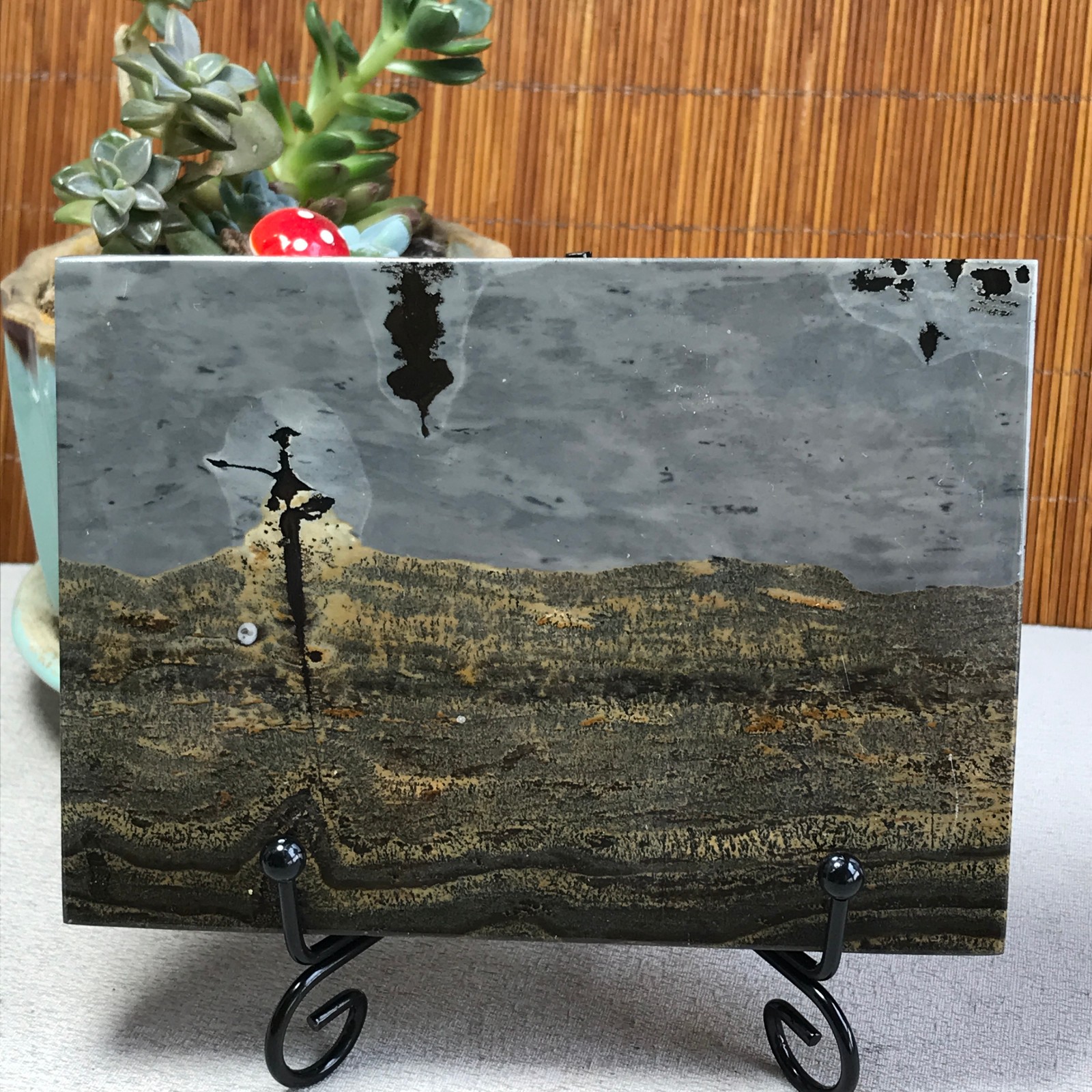 290g Natural Chinese painting stone crystal ornaments for home decoration A6423