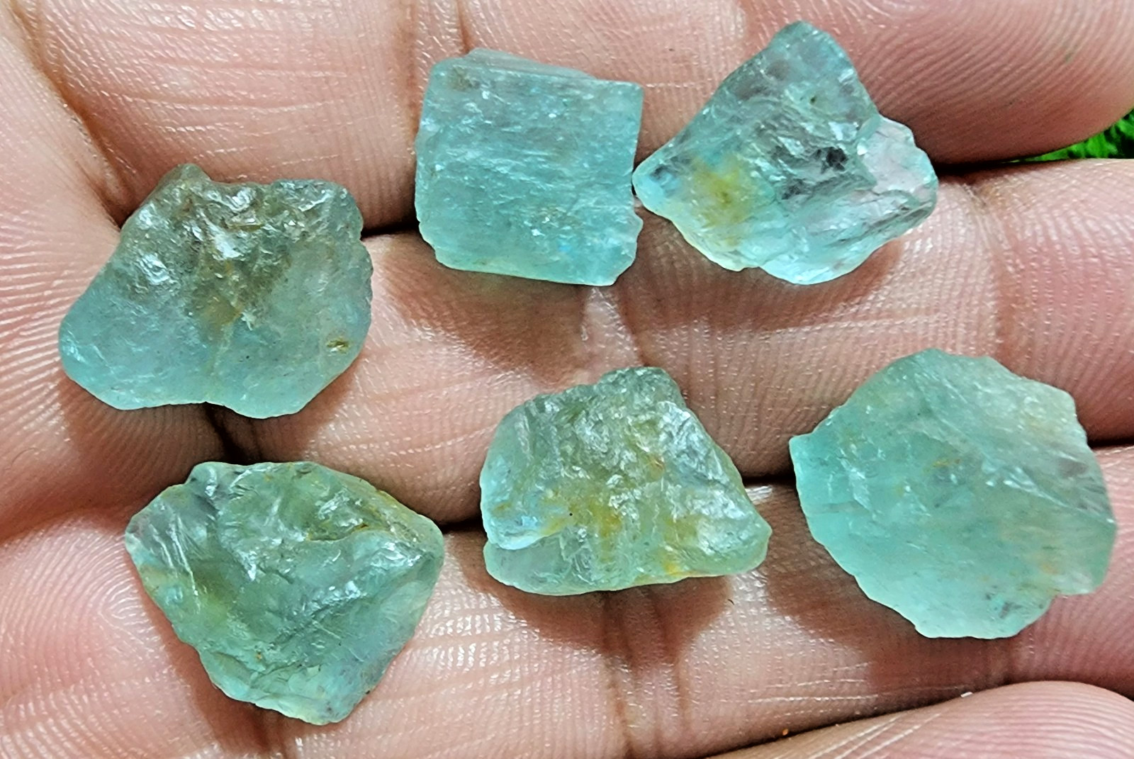6 Pcs Blue Aquamarine Gemstone Raw Lot 11-18 mm Aquamarine Rough Stone Bulk