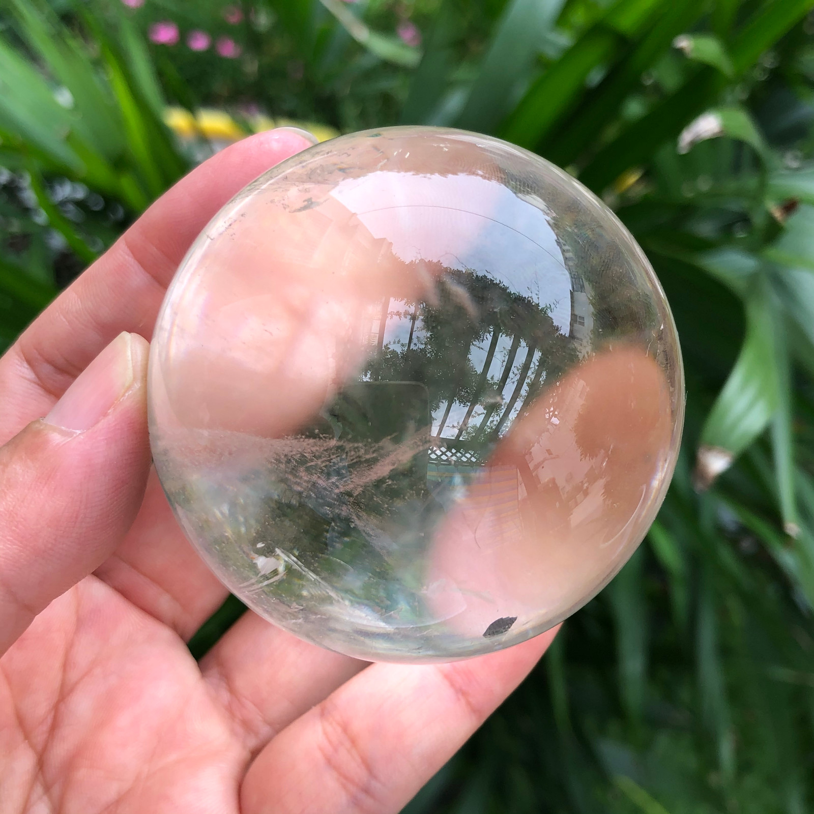 314g Clear Natural white Quartz Crystal Sphere Ball Phantom Healing 238