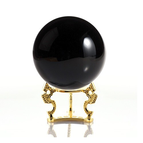 Crystal Ball Sphere for Feng Shui, Meditation, Decor, with Gold Dragon Stand.