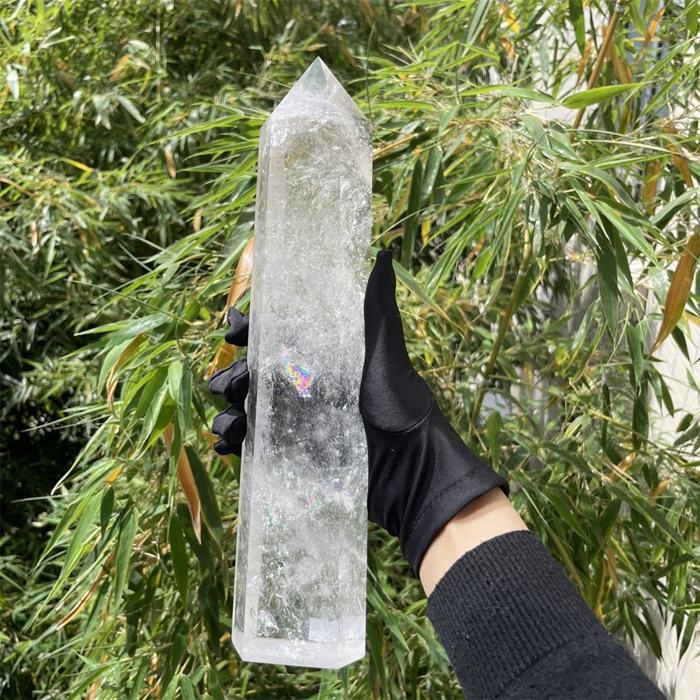 3.7LB 12.6″ Natural A++ Clear Quartz Obelisk Tower Crystal Reiki Decor Rainbow