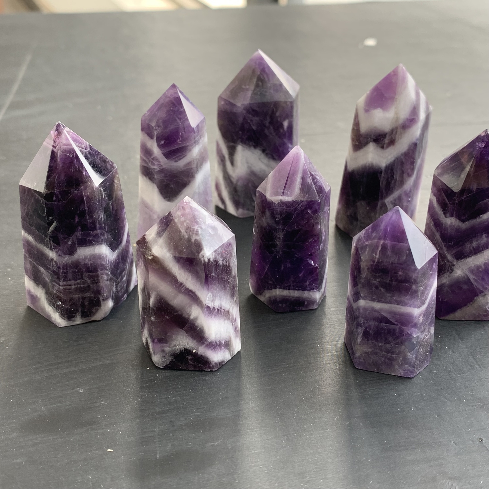 4pcs natural dreamy amethyst quartz obelisk crystal wand point healing 40-55mm