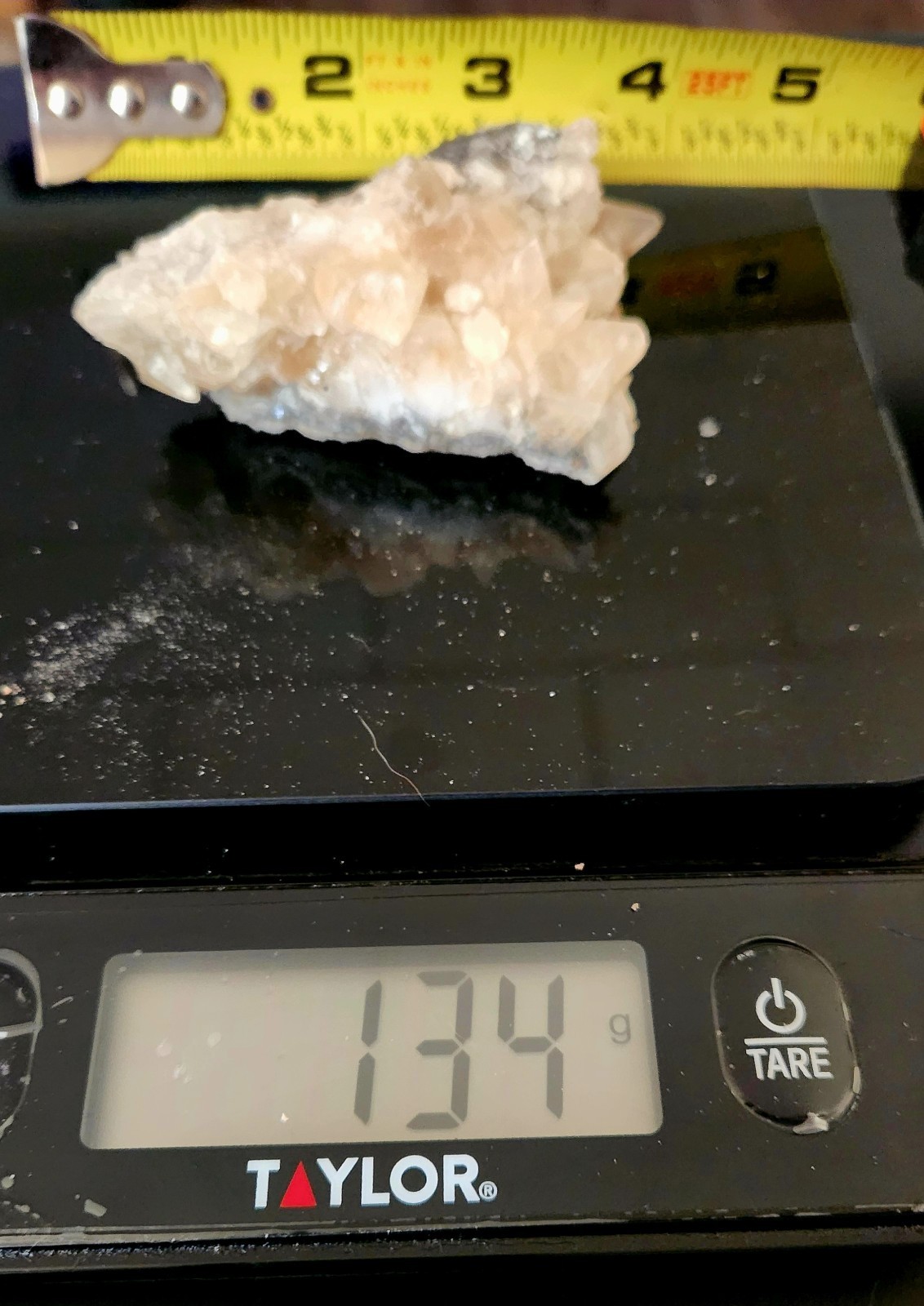 Natural Calcite & Quartz Crystal Cluster Specimen Honey Calcite on Matrix 134g
