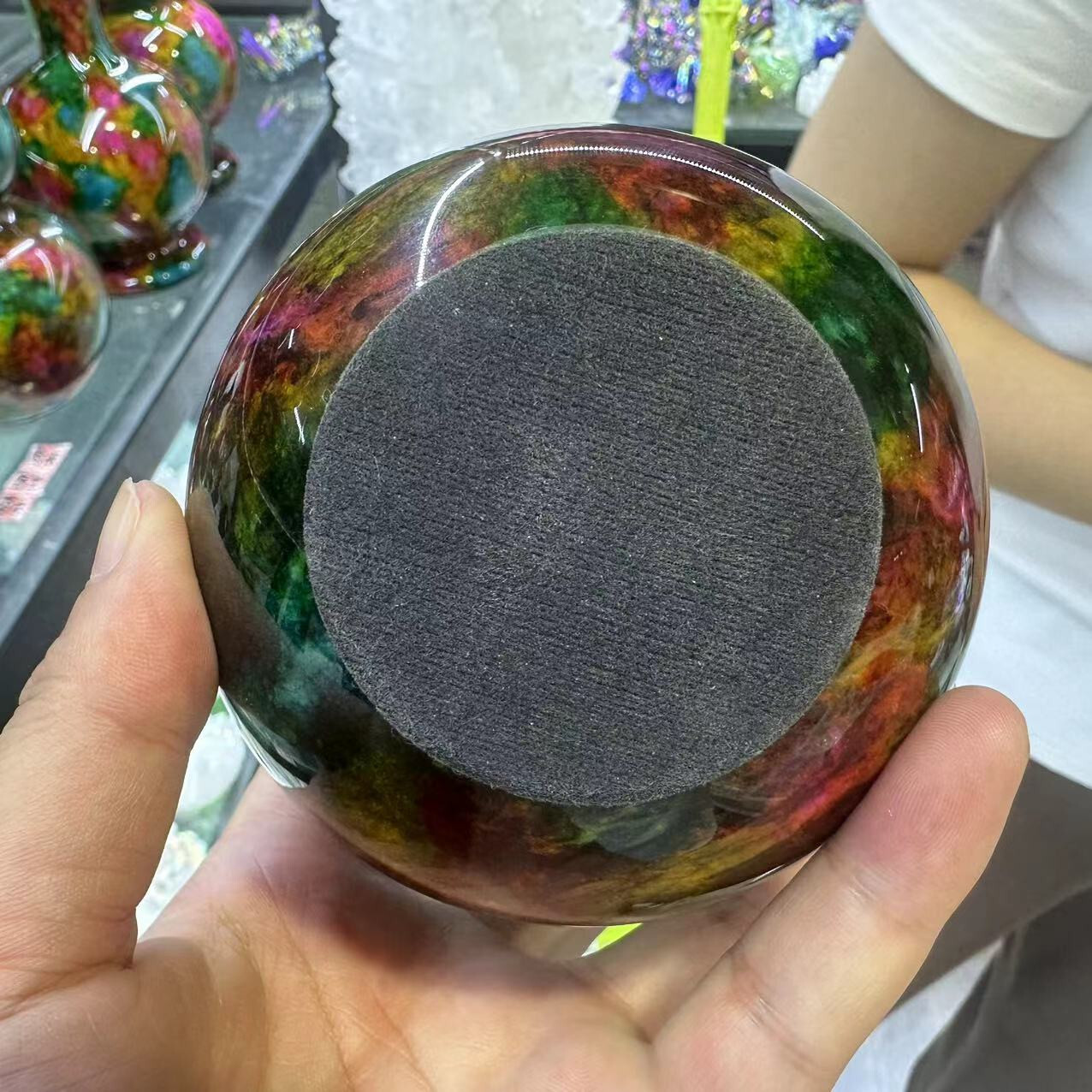 Natural “Seven Colors Jade” sphere quartz polished ball decor gift+stand 3.9LB+