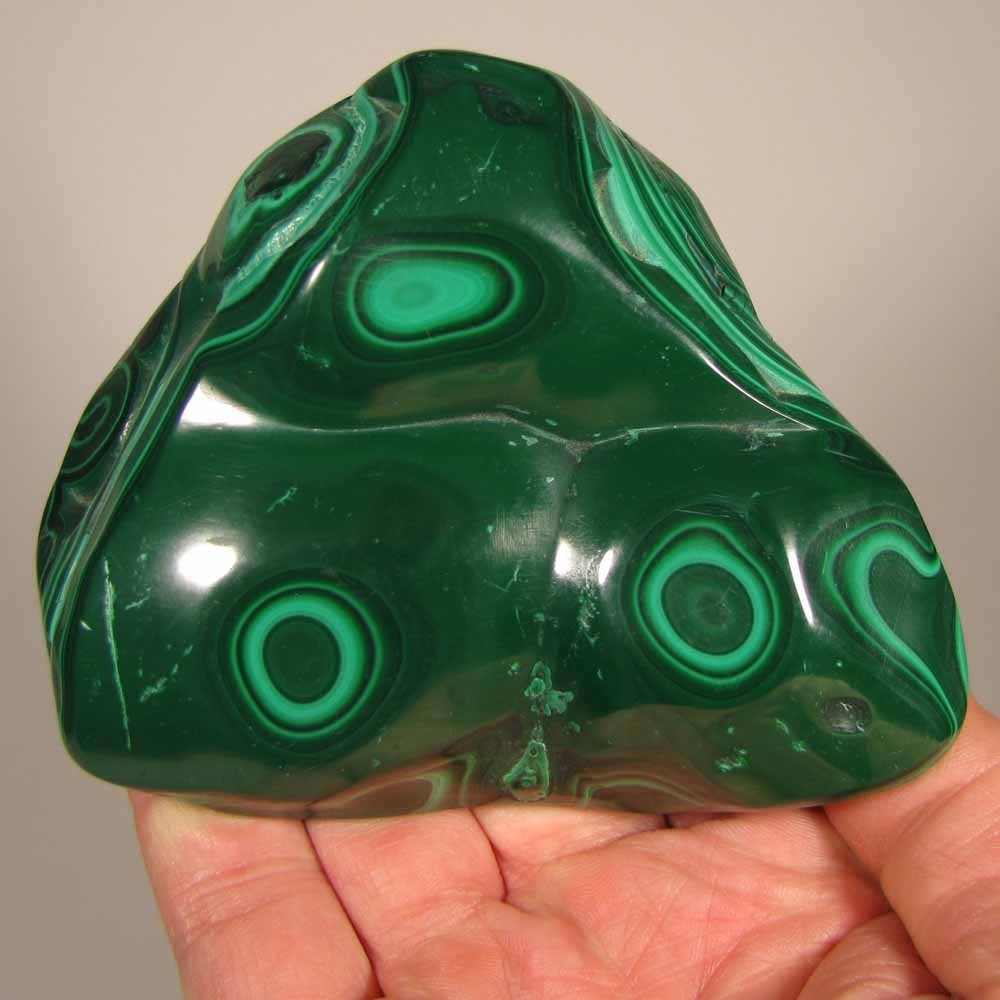 4.1″ Polished Botryoidal MALACHITE Gemstone – Congo, Africa – 1 lb.