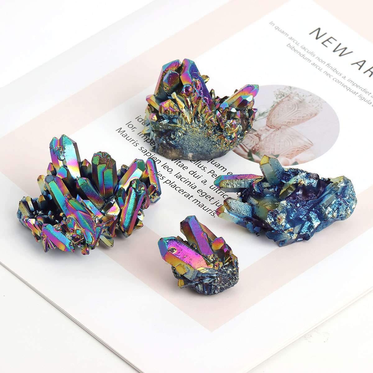 15-100g Natural Quartz Crystal Rainbow Titanium Cluster Mineral Specimen Stone