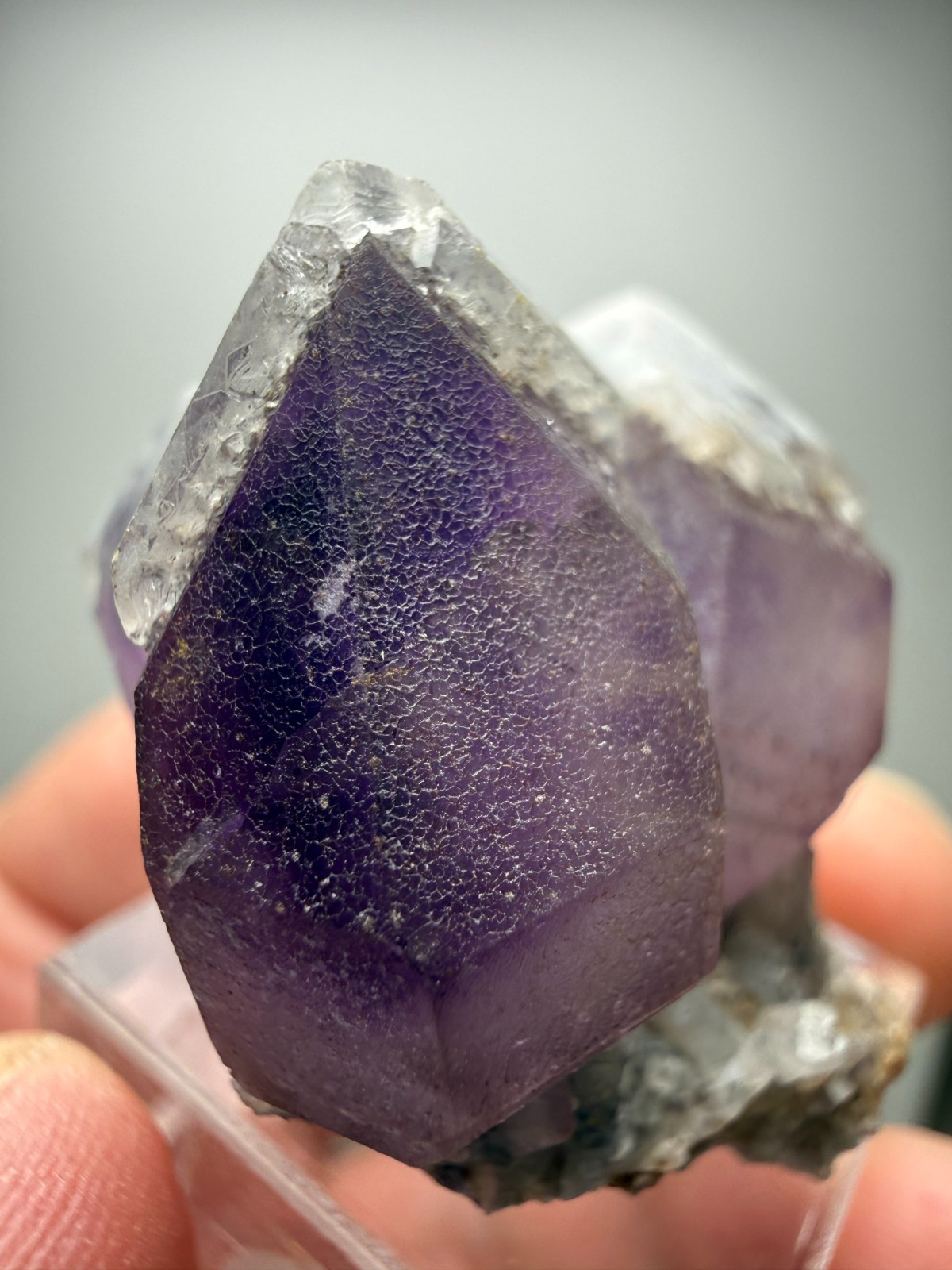 Amethyst Cluster with snowy white Quartz tips! Orange River, South Africa- NICE!