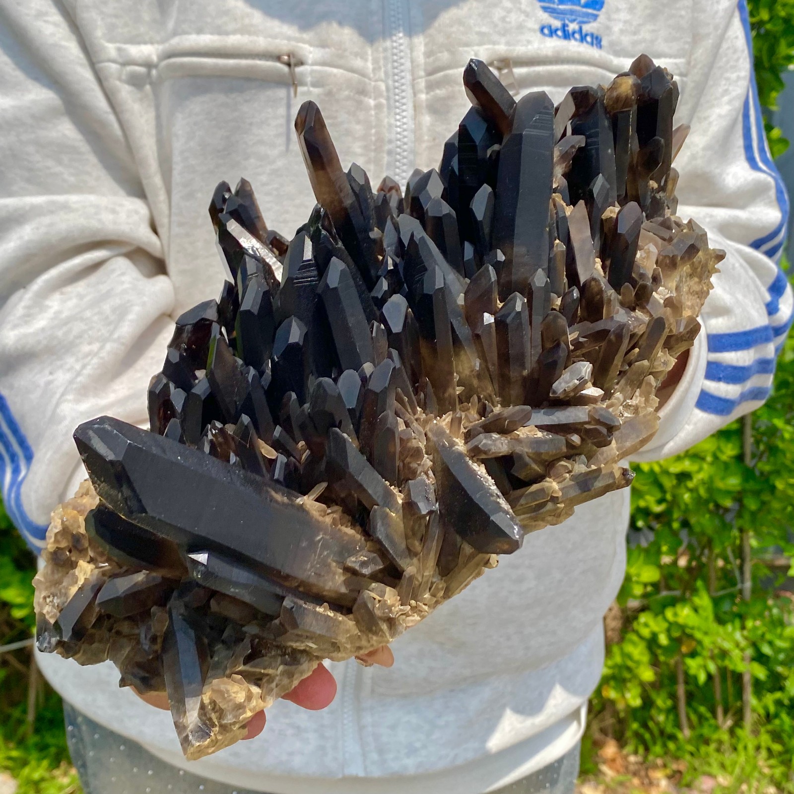 12.7LB Natural Black Smoke Color Quartz Cluster Crystal Specimens Mineral Heali