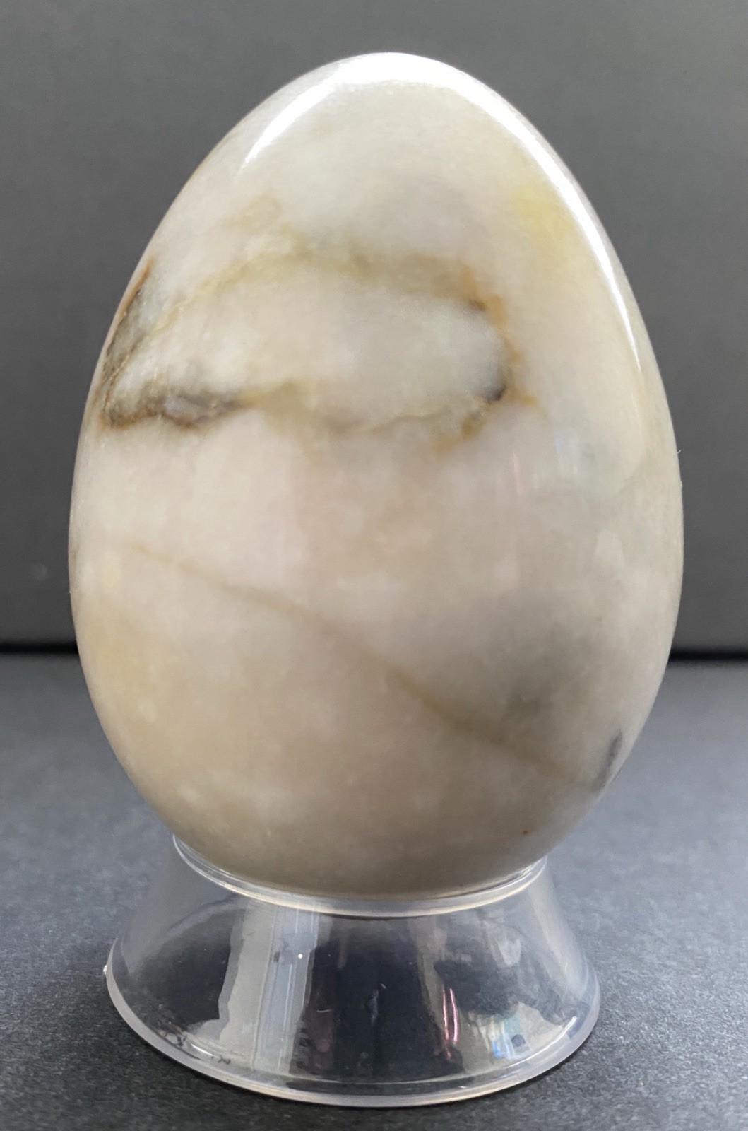 Natural Onyx Stone Egg With Stand Hand Polished Banded Agate Calcite Crystal