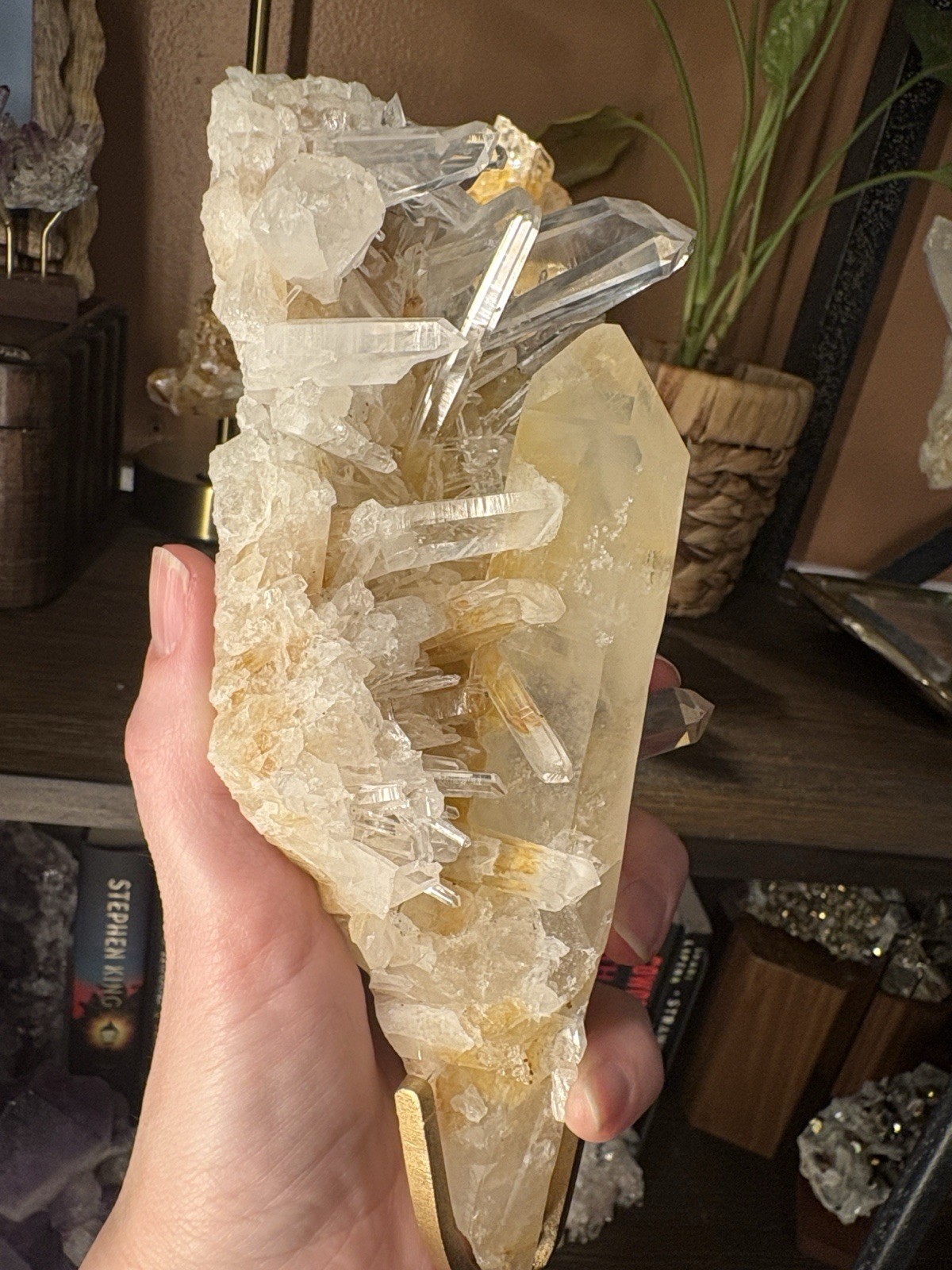 Golden Lemurian Quartz with Custom Stand From Brazil Quartz is 8in x 3in