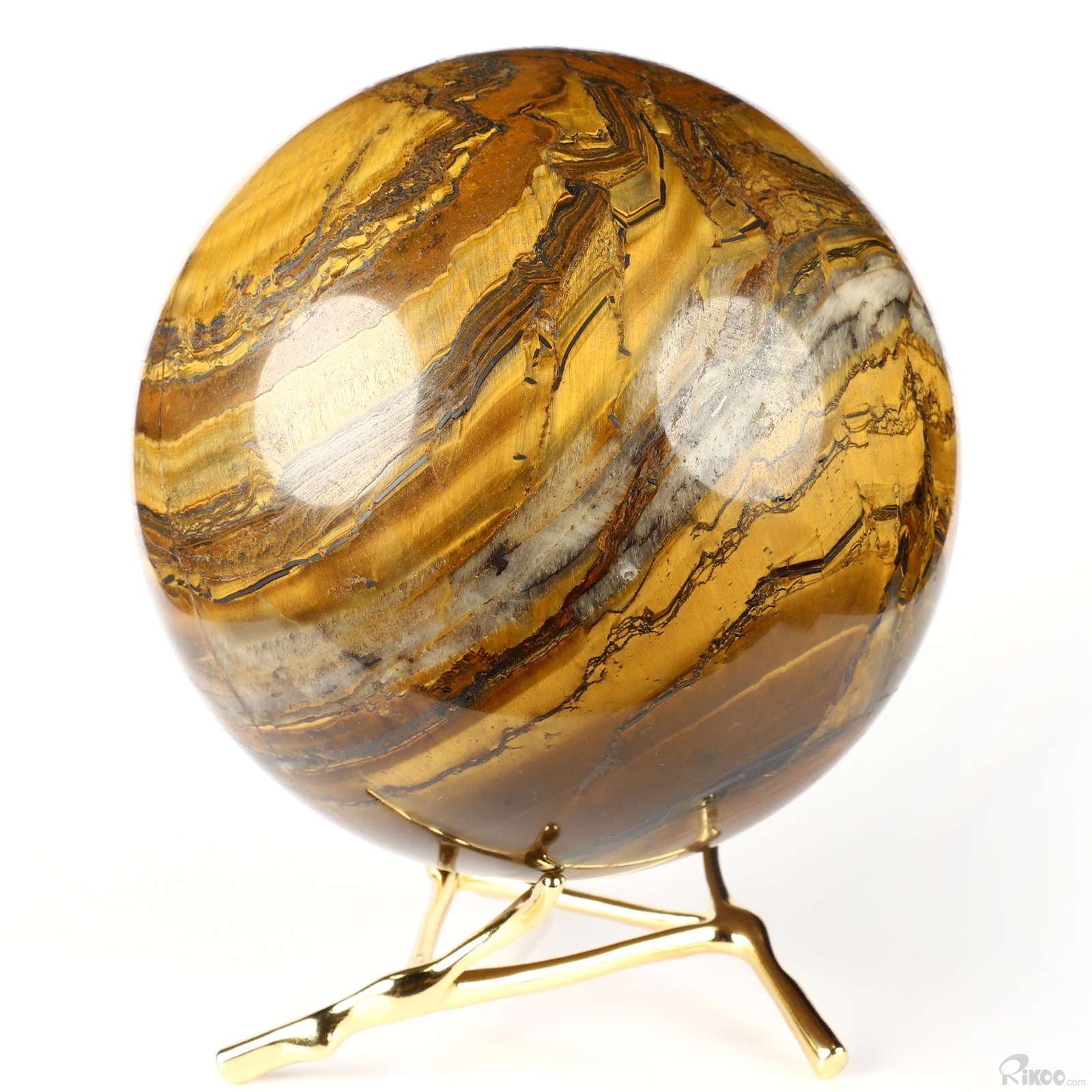 4.2″ Tiger Iron Eye Hand Carved Crystal Ball/Sphere, Crystal Healing