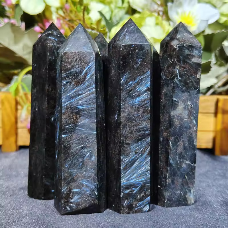 3.15″-3.54″ Natural Arfvedsonite Crystal Tower Healing Reiki Crystal Obelisk